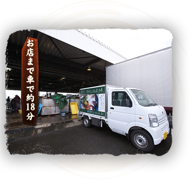 お店まで車で約18分